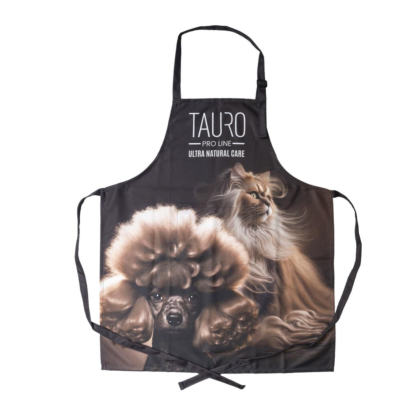 TPL Grooming apron TPL Ultra natural care, 23.6" x 27.6", black with dog & cat