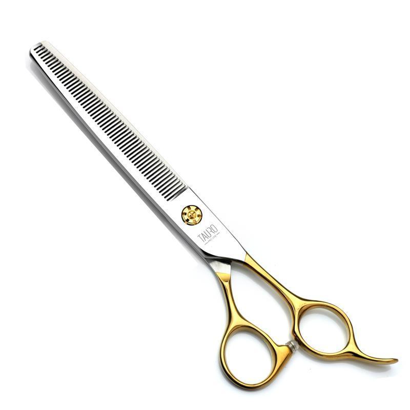 TPL thinning scissors, Janita Plunge line, 18 cm (7''), 56 teeth, 440c stainless steel, golden handles