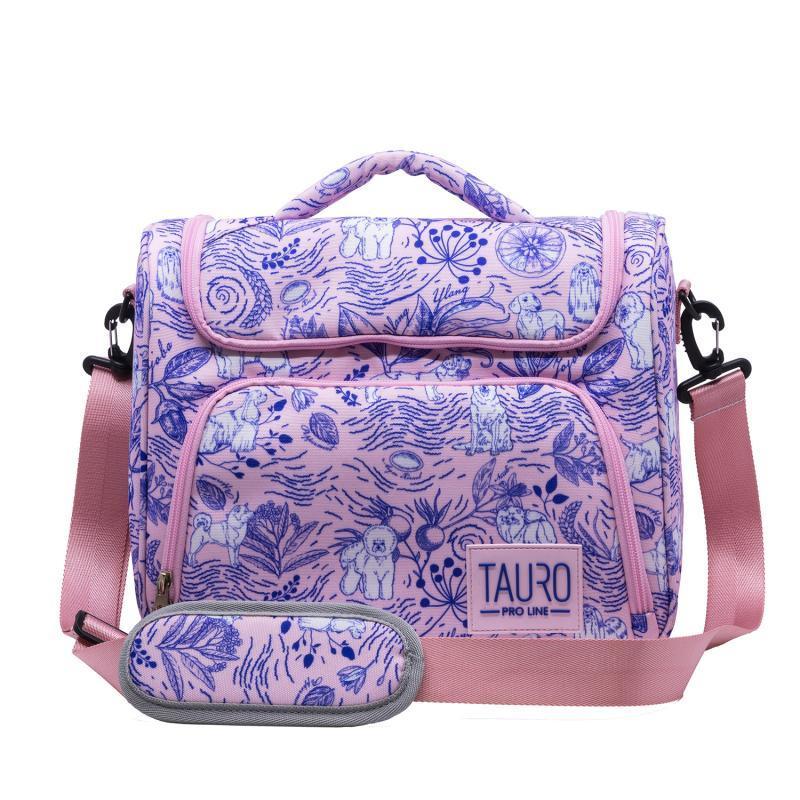 TPL grooming bag, universal, with adjustable handle, customized design, pink, 9.8" x 12" x 7.3"