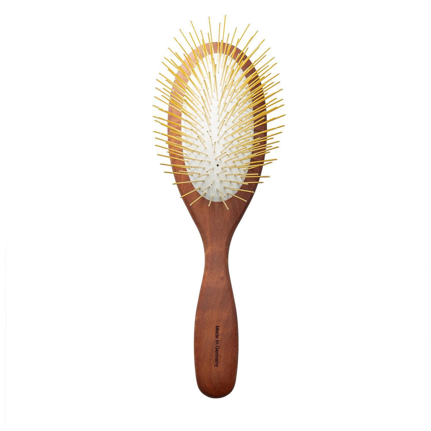 TPL Pin Brush TPL, pear wood, 35 mm stainless steel teeth, brown, oval shape, large, 9" x 2.5"