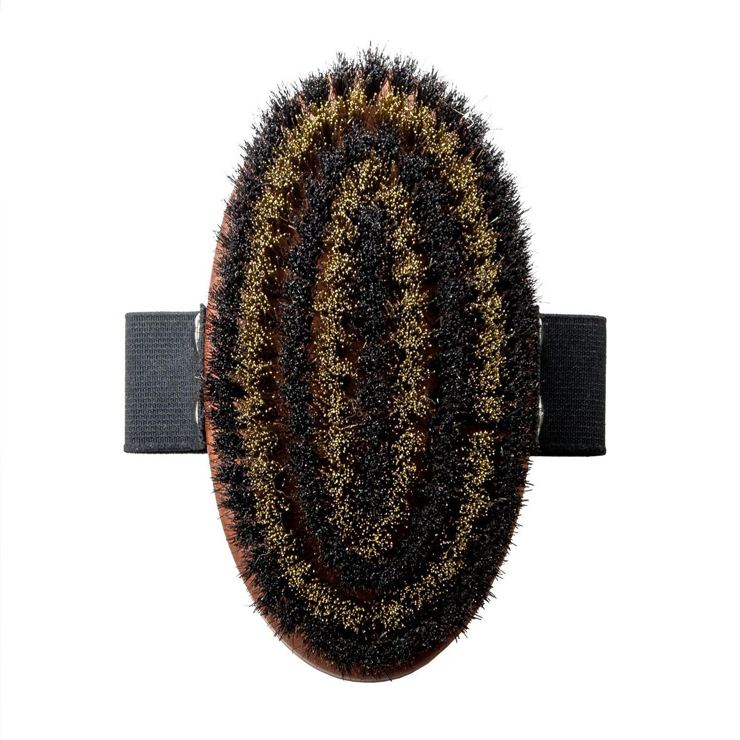 TPL Bristle Palm Brush TPL, pear wood, brass metal and horse hair bristles, light brown, oval shape, 5.3" x 2.7"