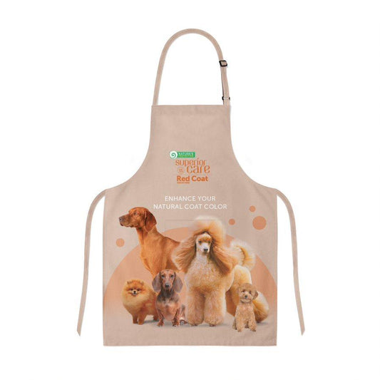 TPL Grooming apron NP SC "Red Coat", with puppies, 23.6" x 27.6", tan