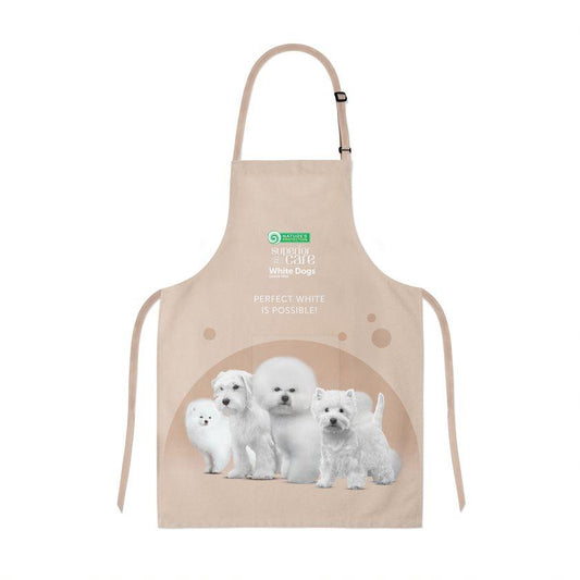 TPL Grooming apron NP SC "White Dogs", with puppies, 23.6" x 27.6", cream