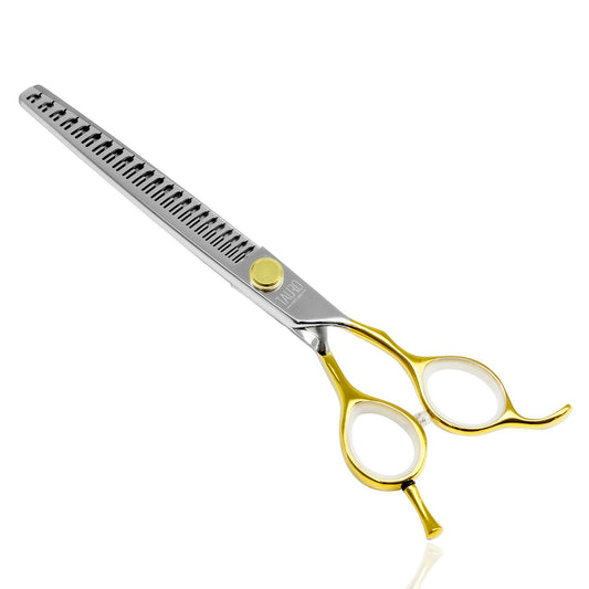 TPL chunker scissors "Perfection by Janita J. Plunge", chunker, 23 teeth, 440c stainless steel, golden color, 18 cm (7'')
