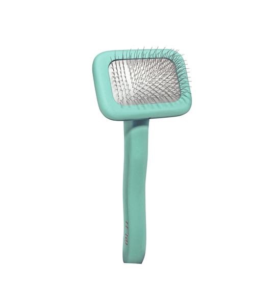 TPL Slicker Brush TPL, wooden, rectangular shape, teeth 11 mm, mint, S, 2.7" x 5.8"