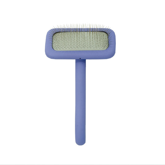TPL Slicker Brush TPL, wooden, rectangular shape, teeth 11 mm, purple, M, 3.6" x 6.7"