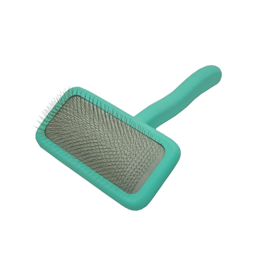 TPL Slicker Brush TPL, wooden, rectangular shape, teeth 11 mm, mint, M, 3.6" x 6.7"