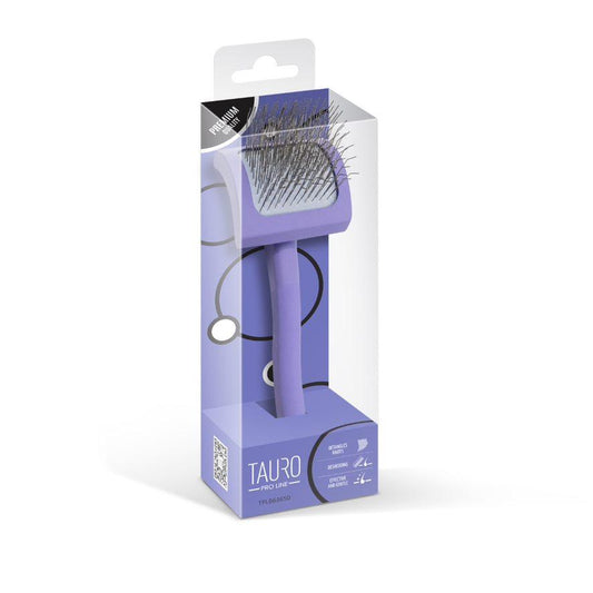 TPL Slicker Brush TPL wooden, curved, rectangular, purple, pins 25 mm, S, 2.4" x 7.5"