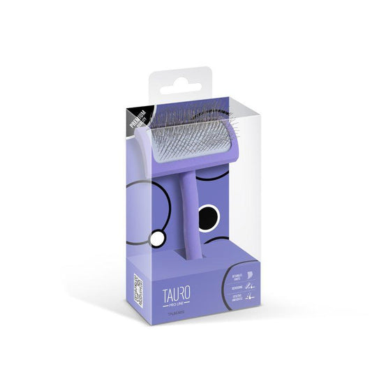 TPL Slicker Brush TPL wooden, curved, rectangular, purple, pins 25 mm, M, 3.8" x 7.5"