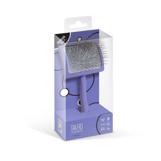 TPL Slicker Brush TPL wooden, curved, rectangular, purple, pins 25 mm, L, 3.8" x 8.7"