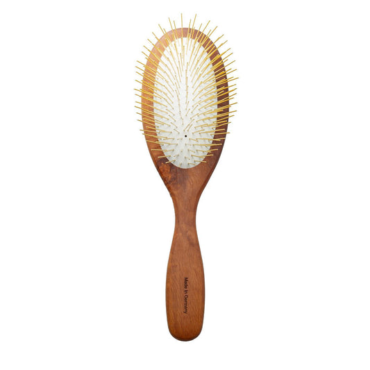 TPL Pin Brush TPL, pear wood, 27 mm stainless steel teeth, brown, oval shape, large 9" x 2.5"