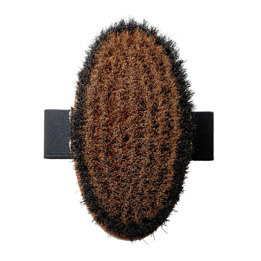 TPL Bristle Palm Brush TPL, pear wood, bronze metal and horse hair bristles, antistatic, light brown, oval shape, 5.3" x 2.7"