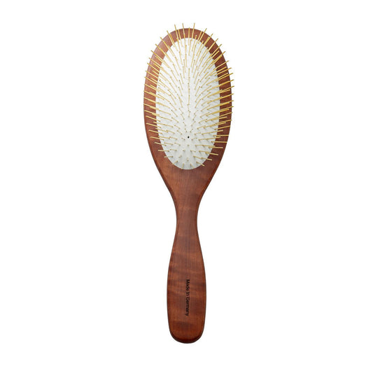 TPL Pin Brush TPL, pear wood, 20 mm stainless steel teeth, brown, oval shape, large 9" x 2.5"